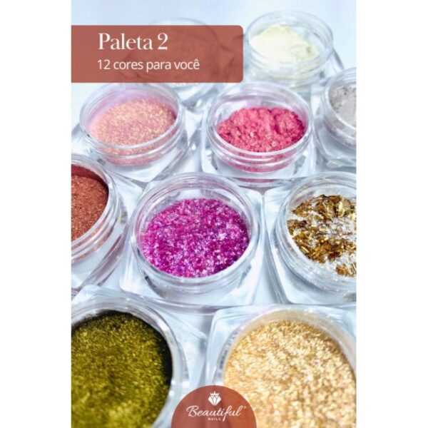 Kit 12 Pigmentos Paleta 2- Beautiful Nails - para makes e nail arts.