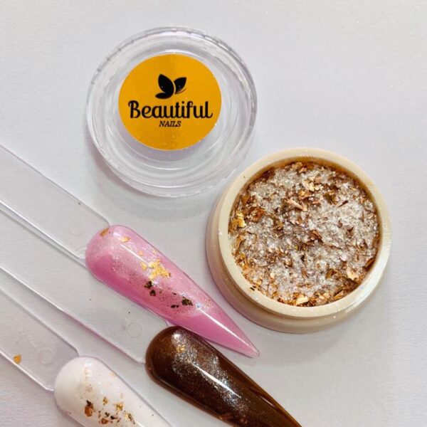 Pigmento Branco com Flakes Dourados cor 19 - Beautiful Nails