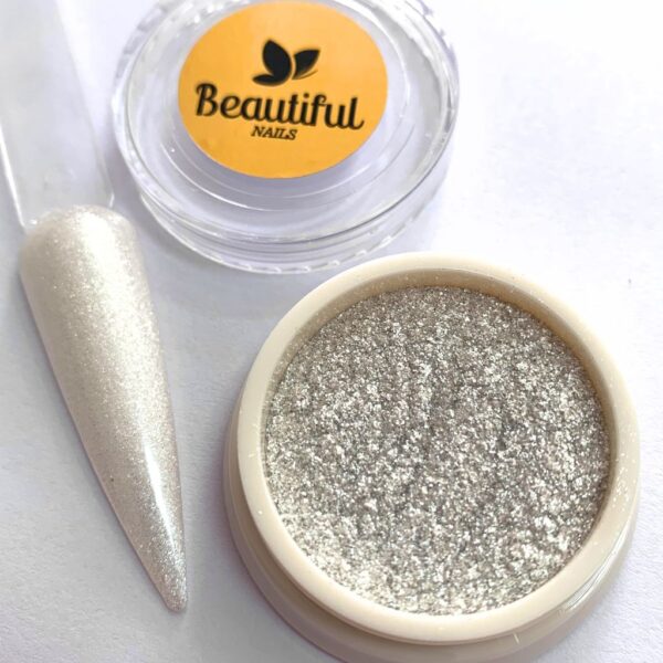 Pigmento Branco Prata Flocado cor 17- Beautiful Nails
