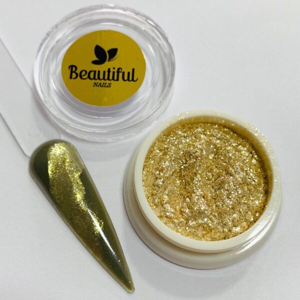Pigmento Dourado Champanhe Flocado Cor 14 - Beautiful Nails