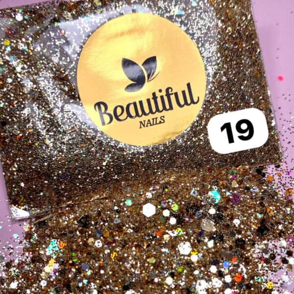 Glitter  Cor 19 - Bronze  -  Beautiful Nails
