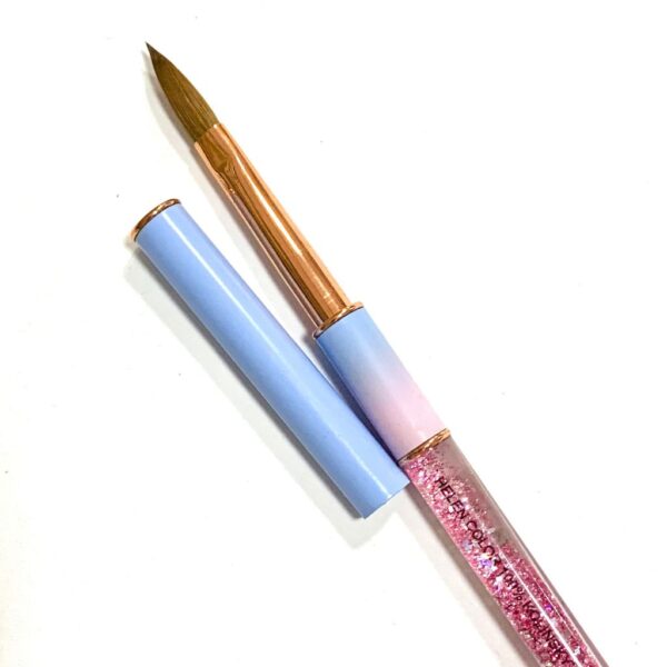 Pincel Kolinsky Cabo Azul Com Tampa, Helen Color -  Nº 08, 100% Cerdas Naturais.
