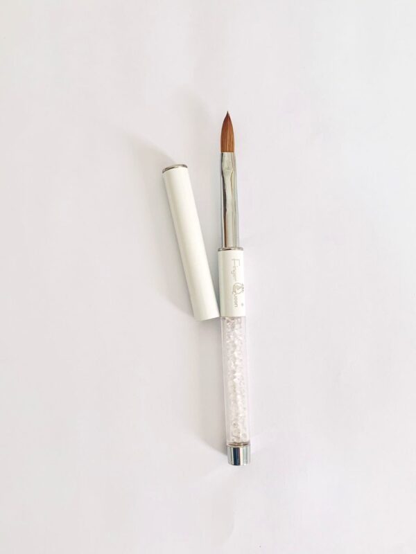 Pincel Kolinsky Cabo Branco Com Tampa Fingerqueen Nª 10- 100% Cerdas Naturais