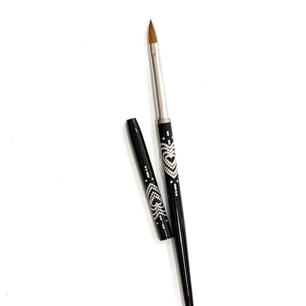 Pincel Kolinsky  Cabo Preto Com Mini Strass Nª 04- 100% Cerdas Naturais