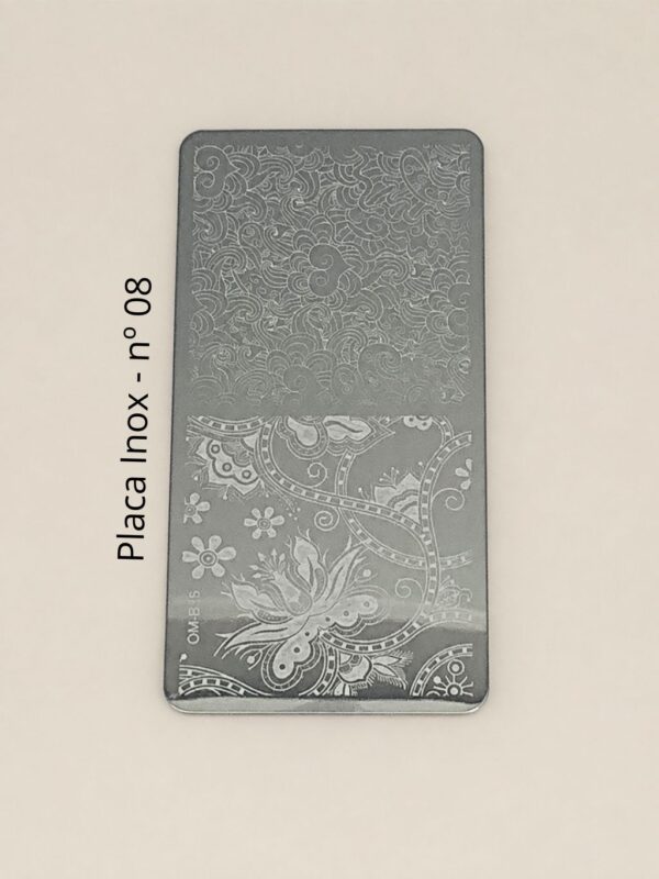 Placa Para Carimbo Inox Prata nº 08