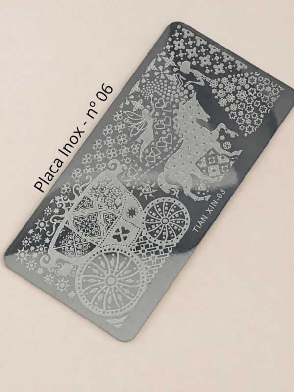 Placa Para Carimbo Inox Prata nº 06