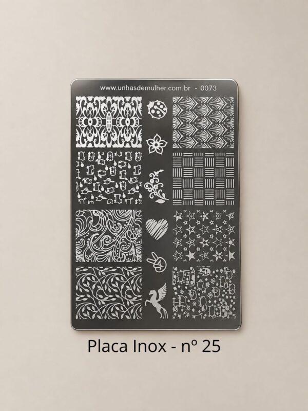 Placa Para Carimbo Inox Prata nº 25