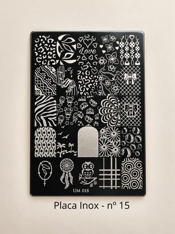 Placa Para Carimbo Inox Prata nº 15