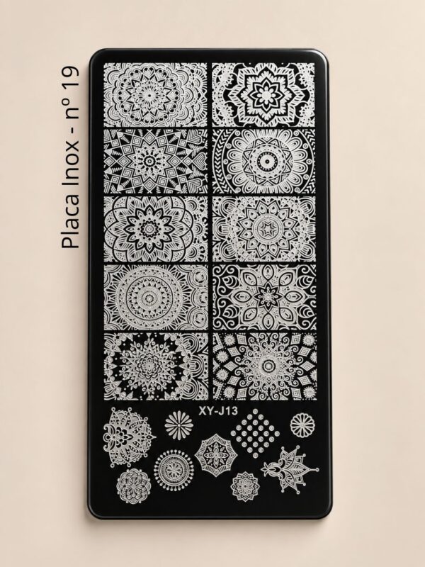 Placa Para Carimbo Inox Prata nº 19