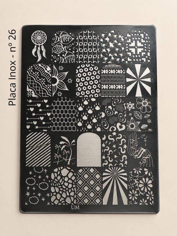 Placa Para Carimbo Inox Prata nº 26