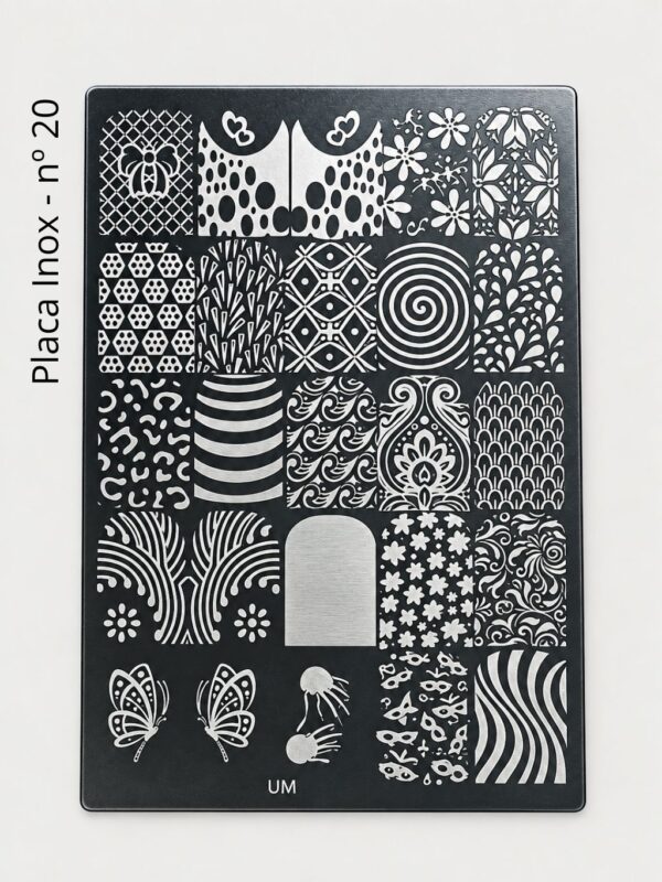 Placa Para Carimbo Inox Prata nº 20
