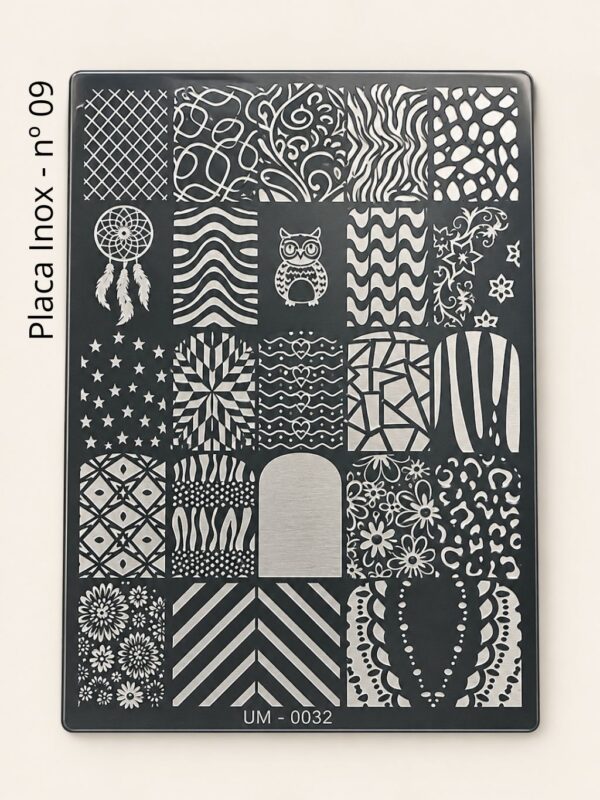 Placa Para Carimbo Inox Prata nº 09