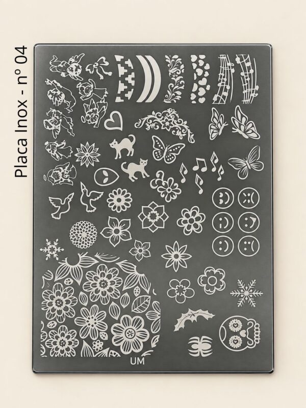 Placa Para Carimbo Inox Prata nº 04